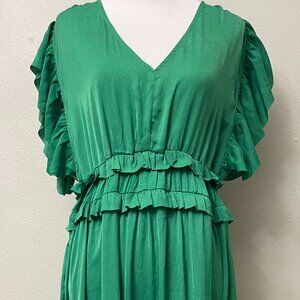ee:some Green Holiday Christmas Ruffle Maxi Dress Small